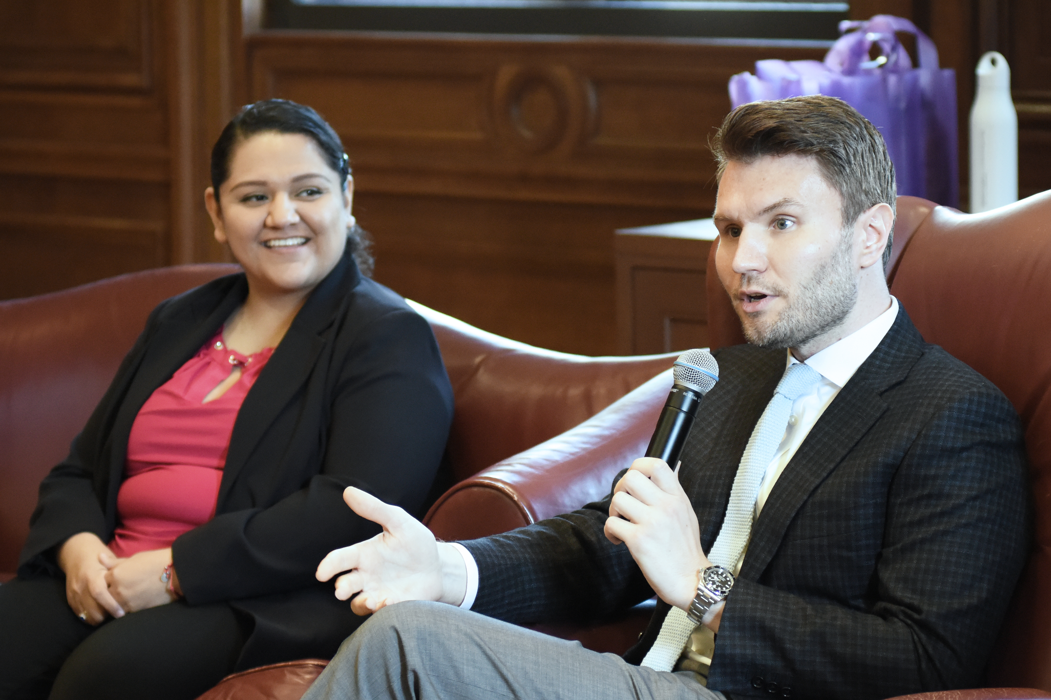 Global Health Studies alums Almita Miranda and Daniel Wozniczka during the GHS twentieth anniversary celebration